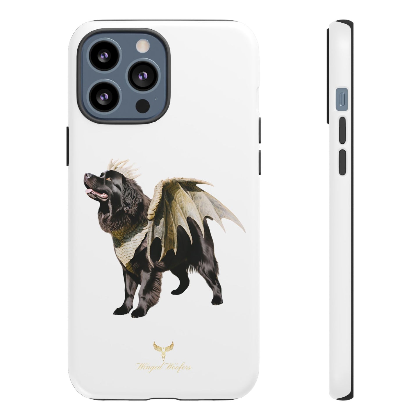 Magical Newfoundland Dog Phone Case - Tough & Stylish Cover with Winged Canine Design