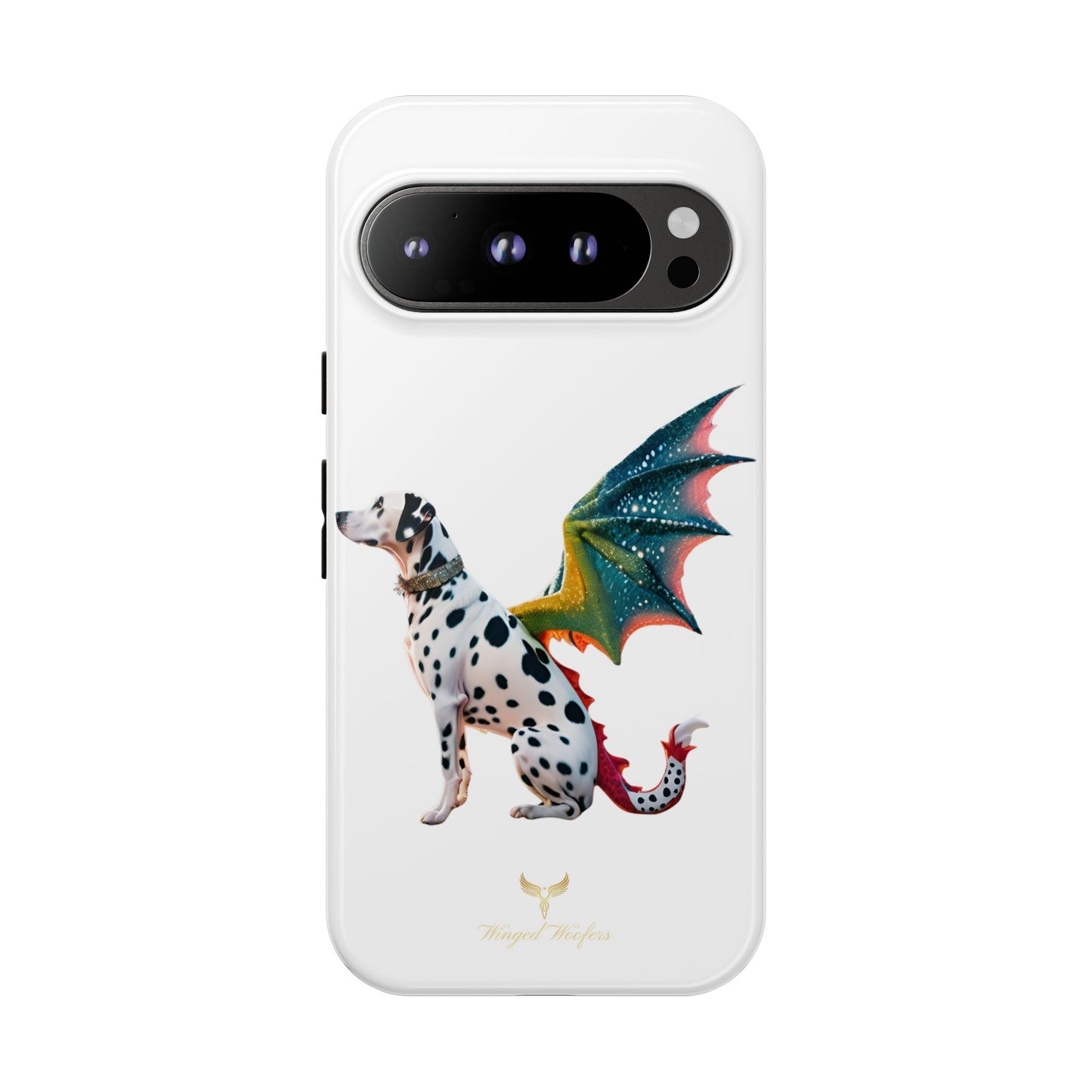 Whimsical Dog Art Phone Case – Tough Cases Featuring Dragon Dalmatian Design