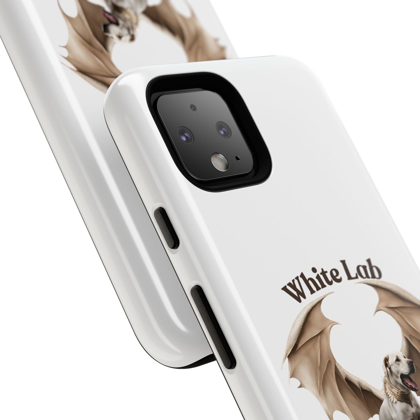 White Labrador Tough Case - Protective Phone Case with Winged Dog Design