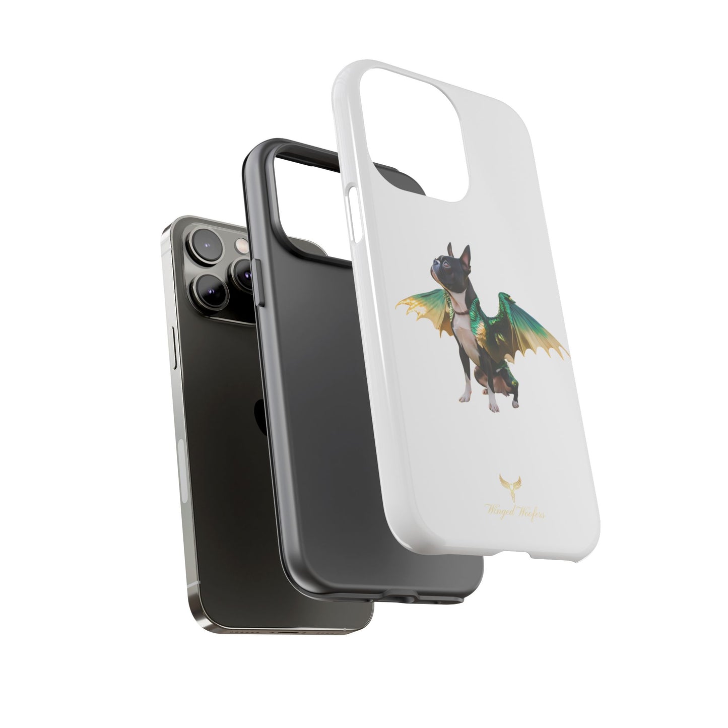 Fantasy Boston Terrier Dog Case - Tough Pet Protection with Wings Design