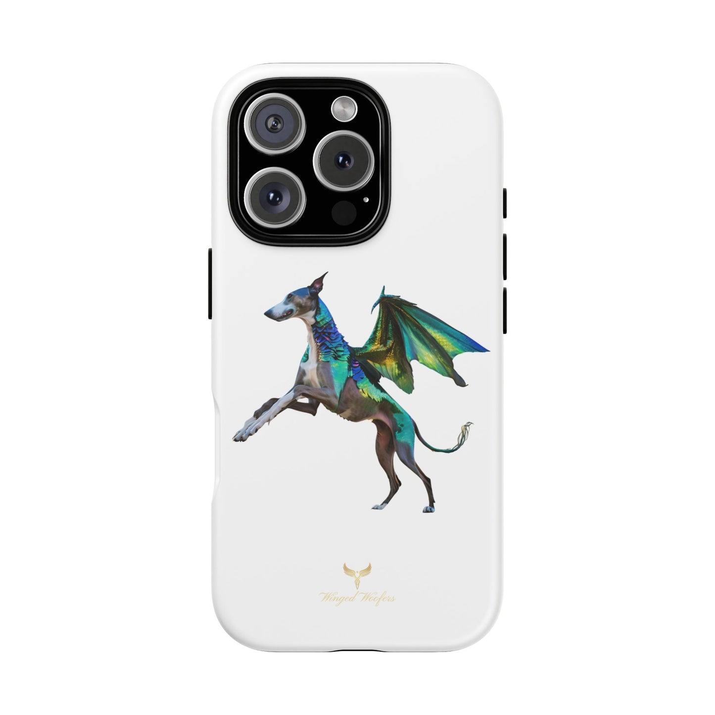 Fantasy Greyhound Dog Phone Case - Whimsical Winged Design for Pet Lovers