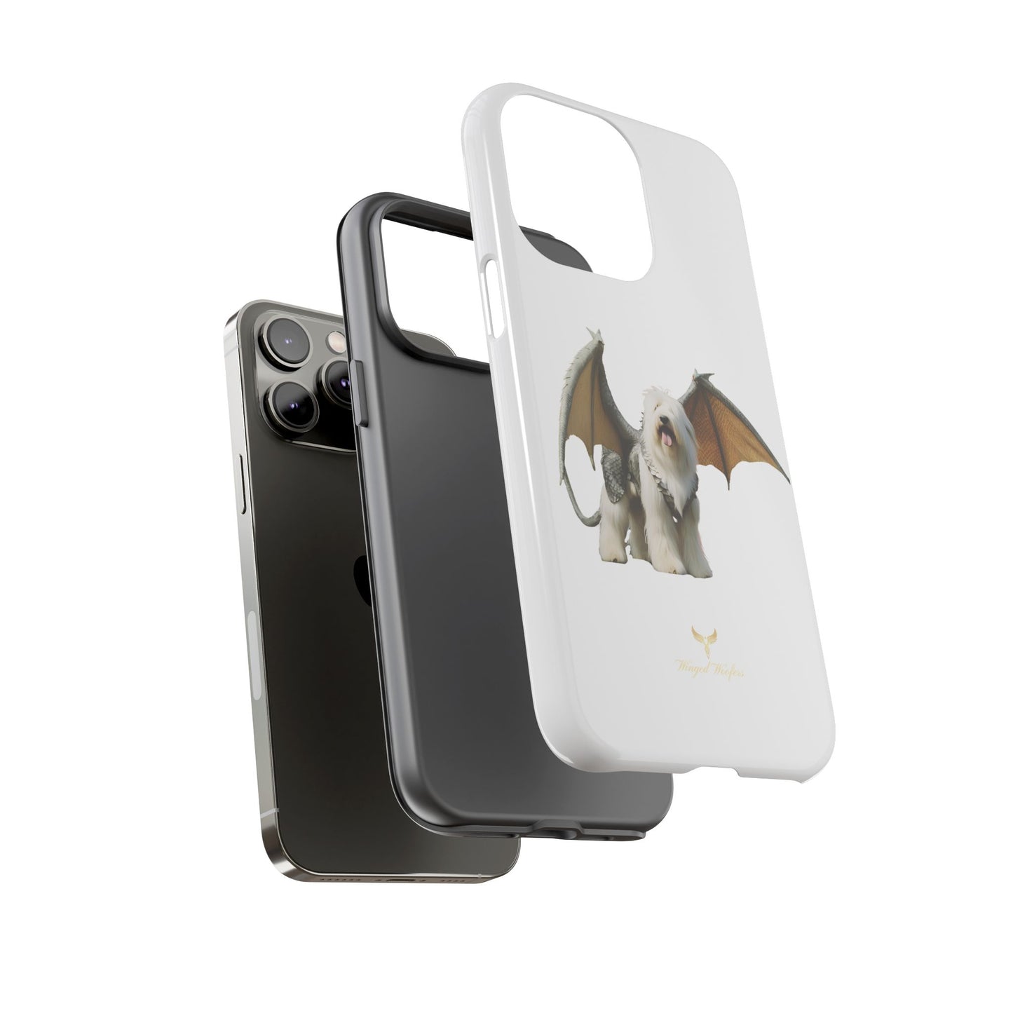 Fantasy Old English Sheepdog Phone Case - Tough Cases with Unique Dragon Wings Design