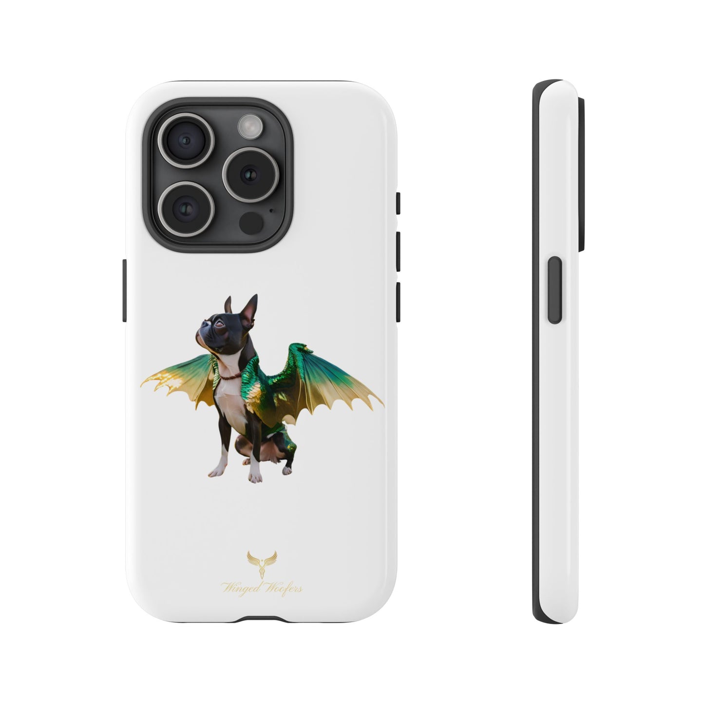 Fantasy Boston Terrier Dog Case - Tough Pet Protection with Wings Design