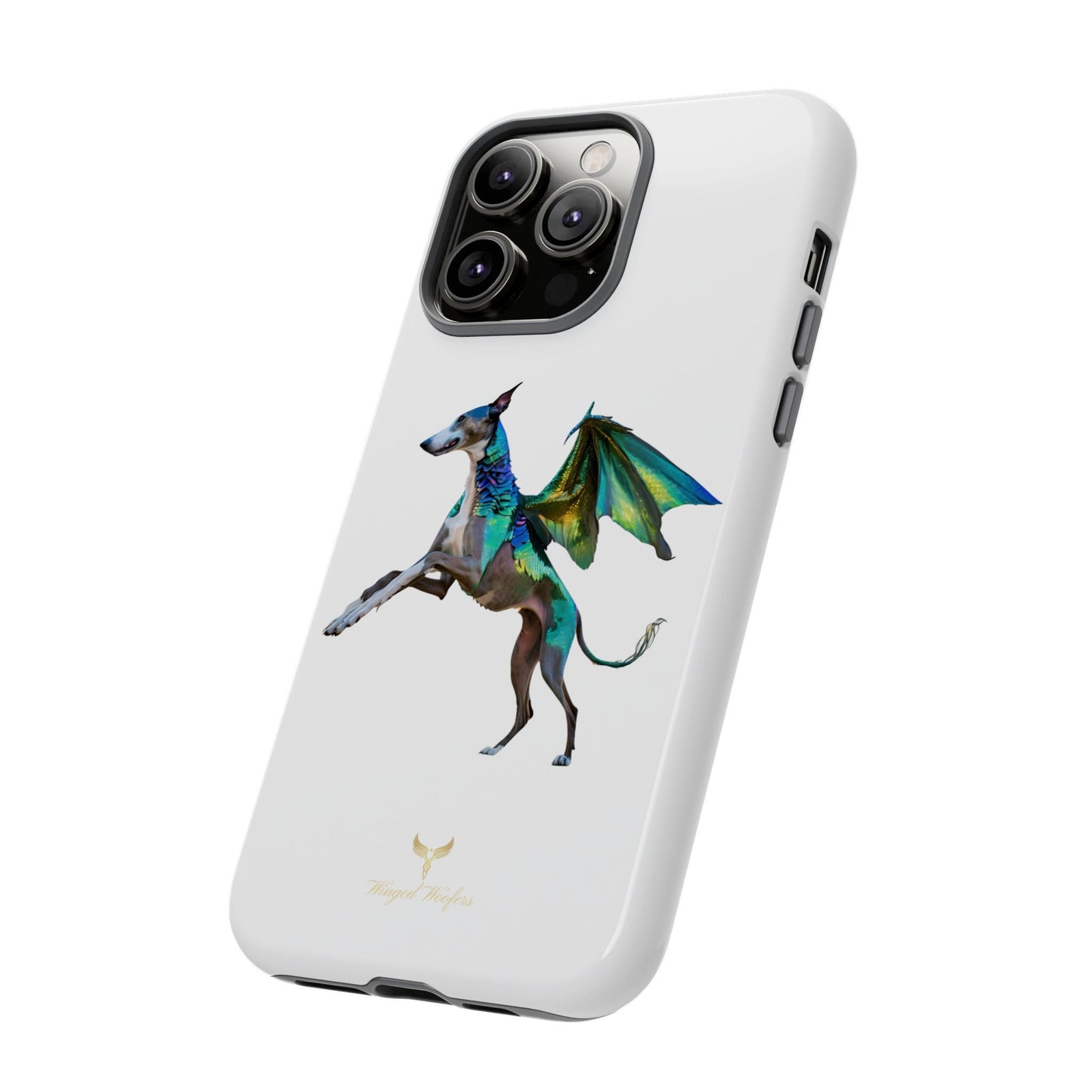 Fantasy Greyhound Dog Phone Case - Whimsical Winged Design for Pet Lovers