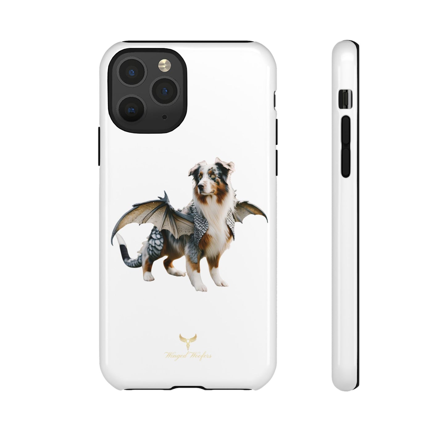 Fantasy Australian Shepherd Dog Phone Case with Wings - Tough Cases for Animal Lovers