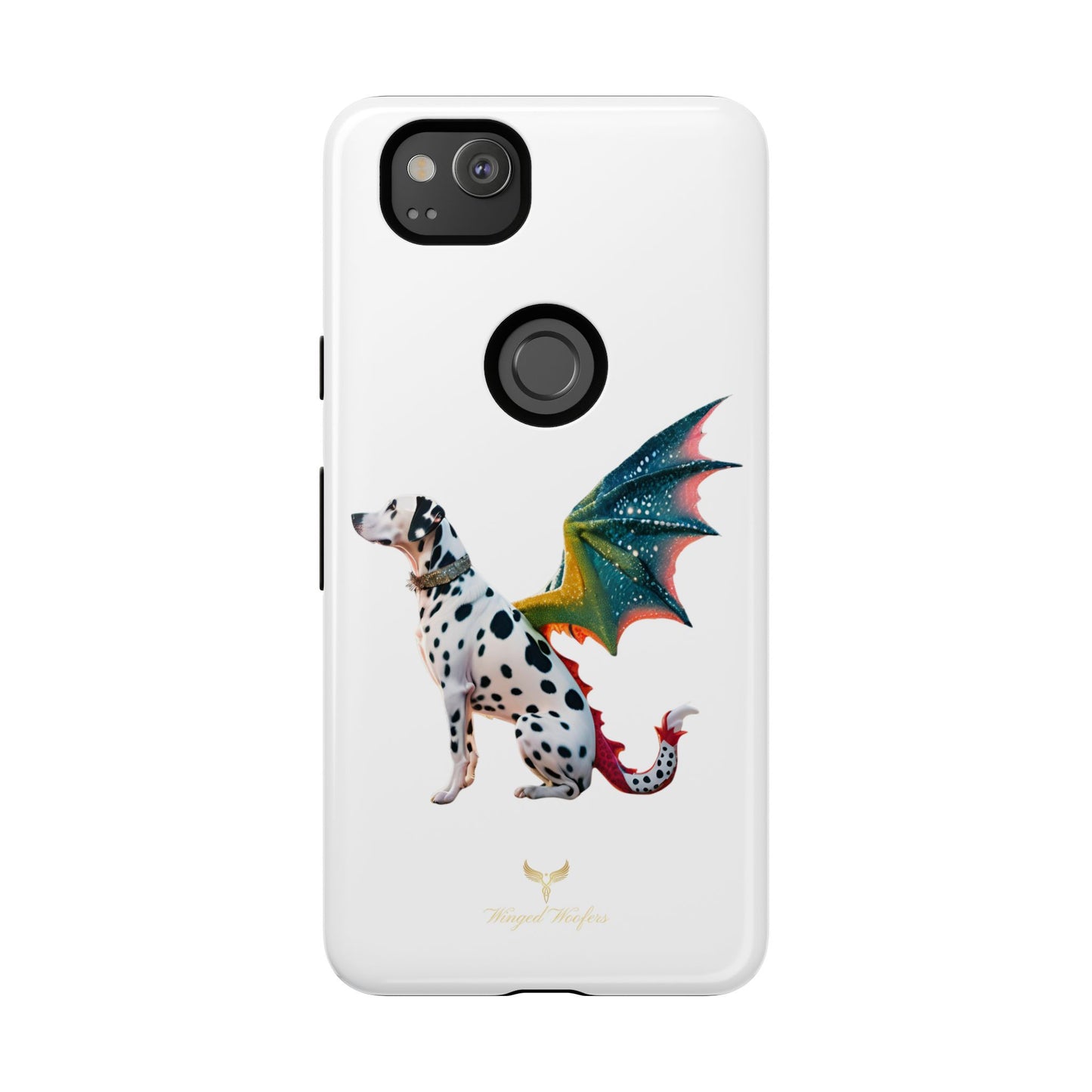 Whimsical Dog Art Phone Case – Tough Cases Featuring Dragon Dalmatian Design