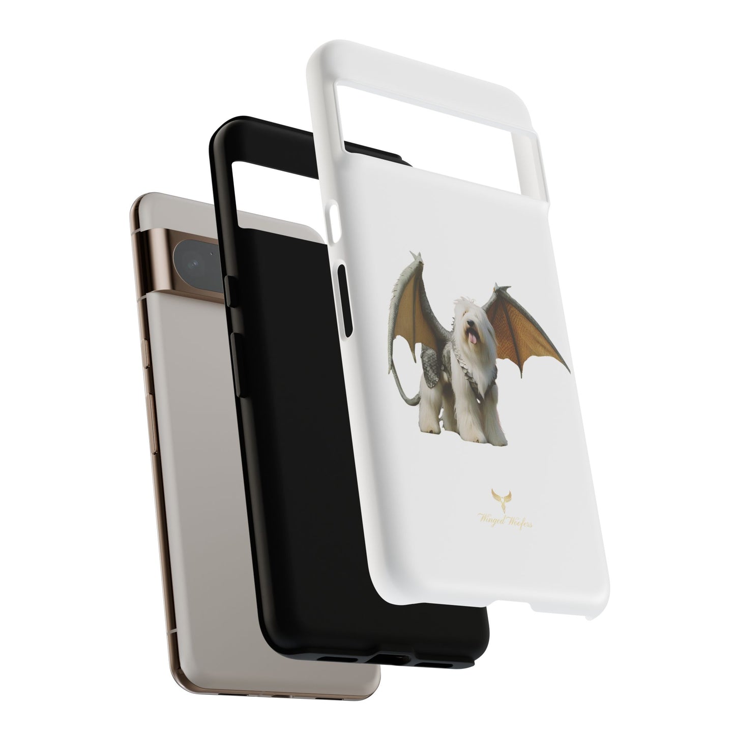 Fantasy Old English Sheepdog Phone Case - Tough Cases with Unique Dragon Wings Design