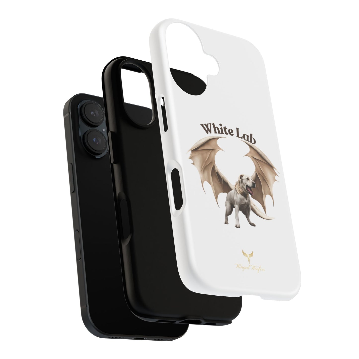 White Labrador Tough Case - Protective Phone Case with Winged Dog Design