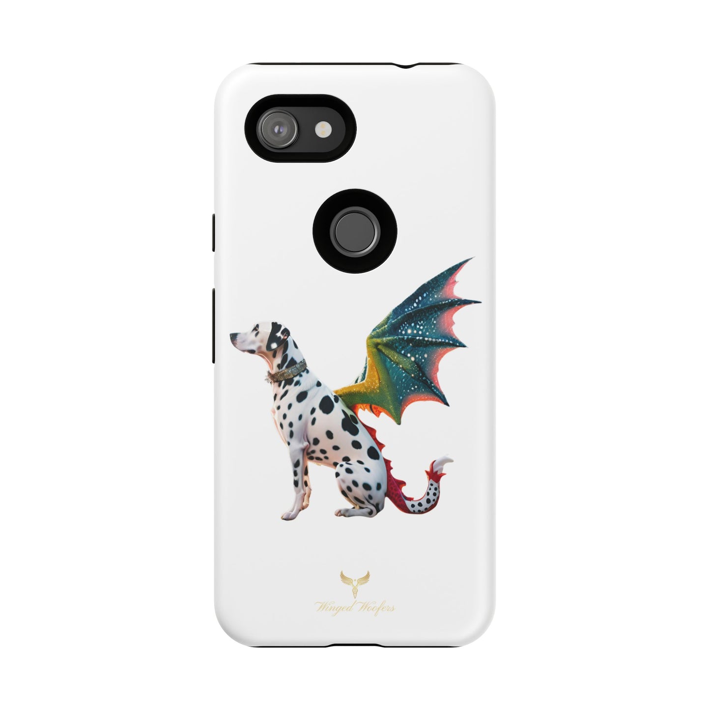 Whimsical Dog Art Phone Case – Tough Cases Featuring Dragon Dalmatian Design