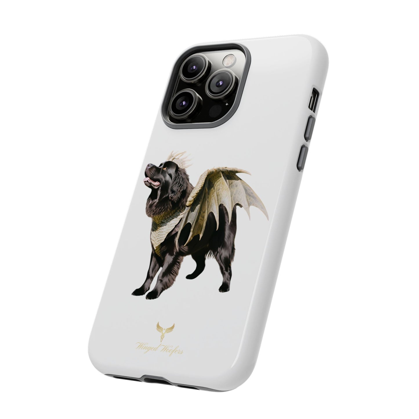 Magical Newfoundland Dog Phone Case - Tough & Stylish Cover with Winged Canine Design