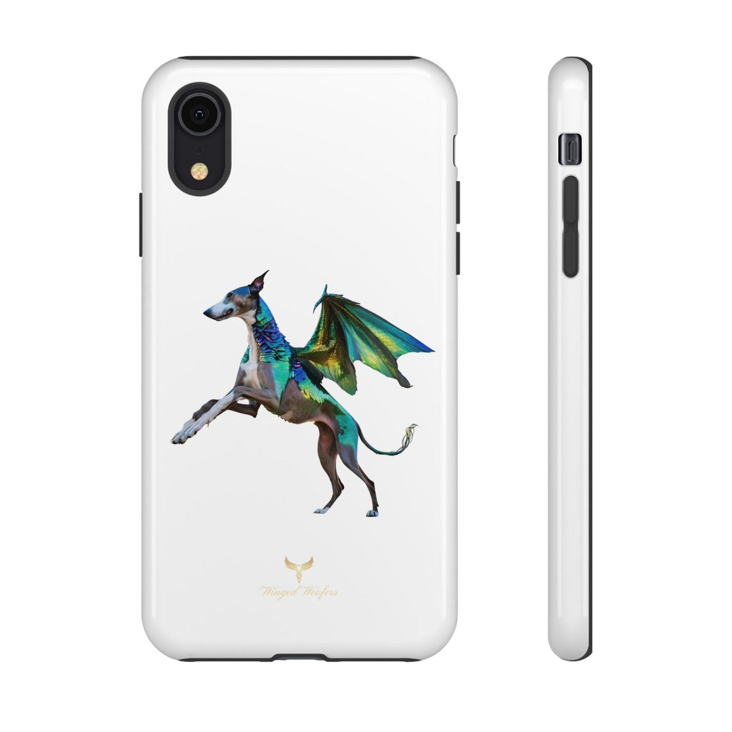 Fantasy Greyhound Dog Phone Case - Whimsical Winged Design for Pet Lovers