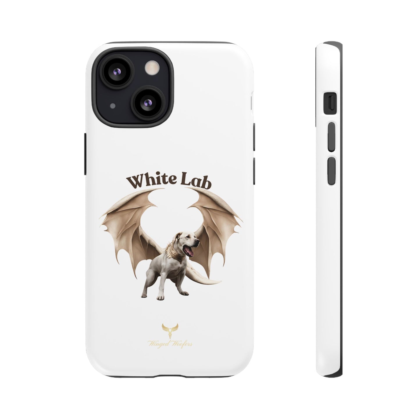 White Labrador Tough Case - Protective Phone Case with Winged Dog Design