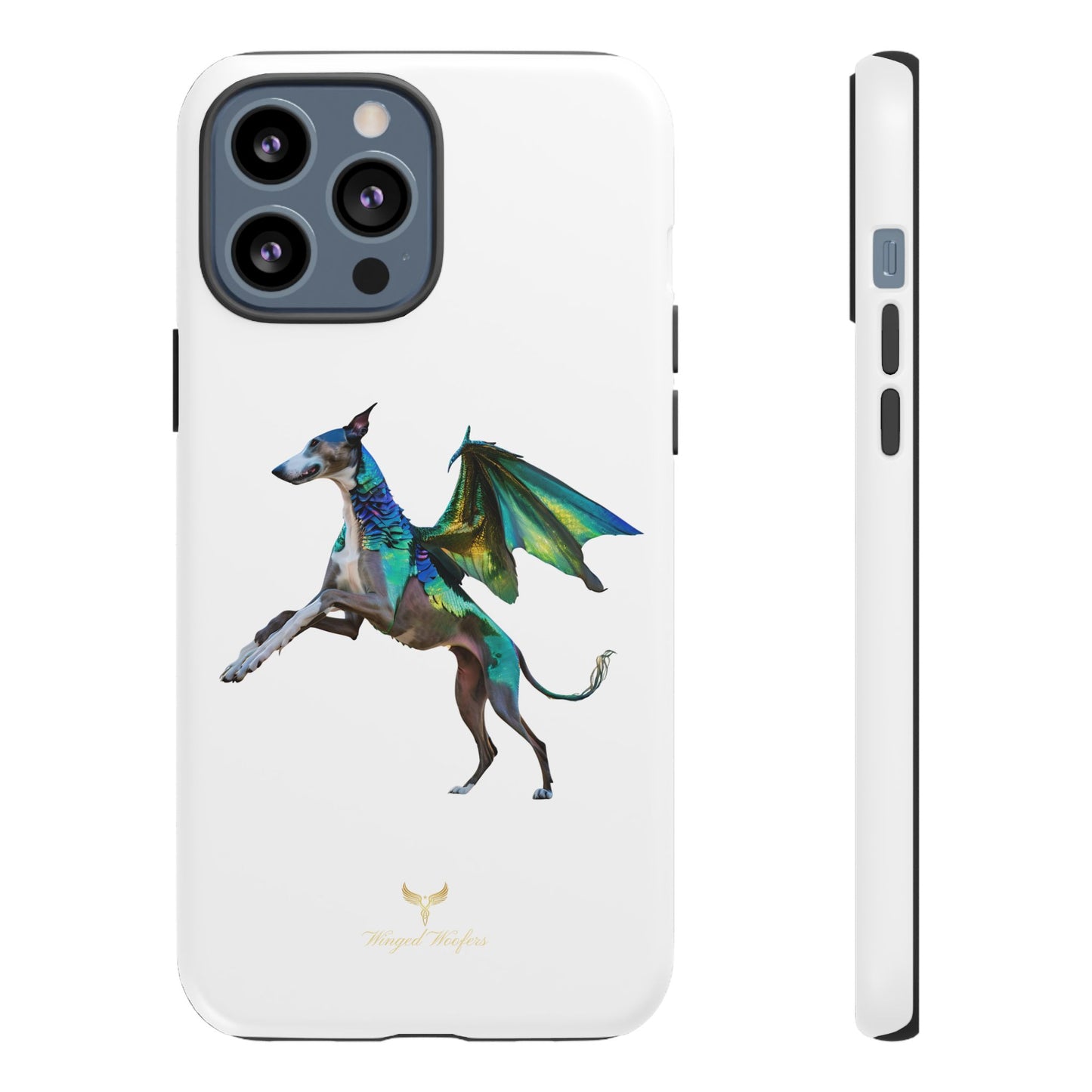 Fantasy Greyhound Dog Phone Case - Whimsical Winged Design for Pet Lovers