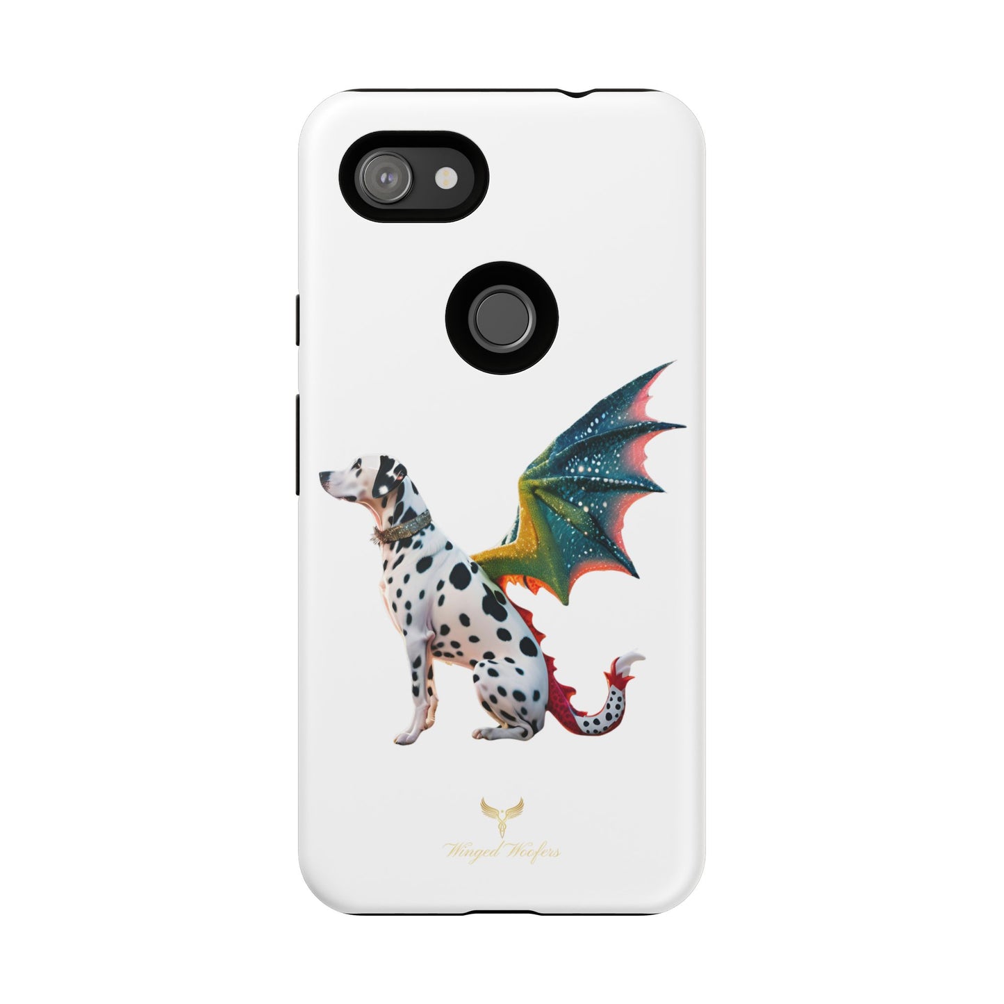 Whimsical Dog Art Phone Case – Tough Cases Featuring Dragon Dalmatian Design