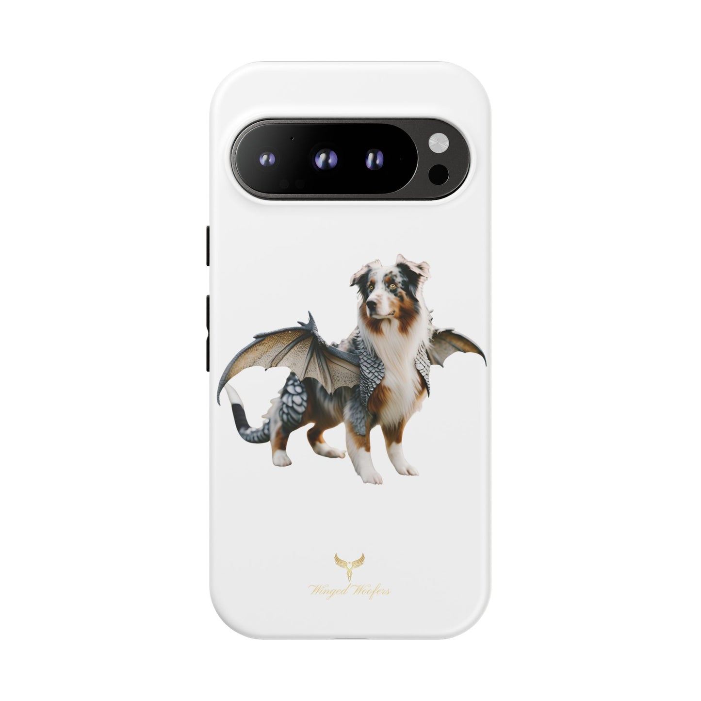 Fantasy Australian Shepherd Dog Phone Case with Wings - Tough Cases for Animal Lovers