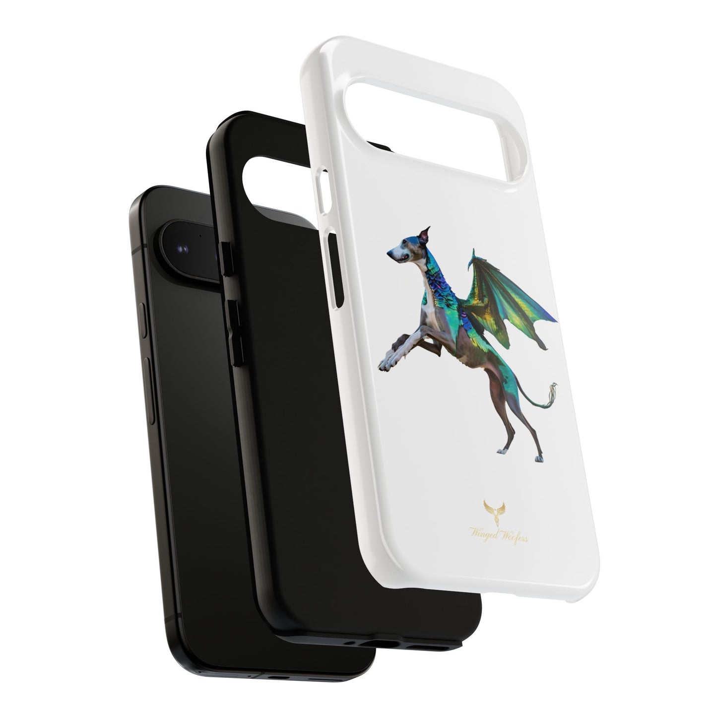 Fantasy Greyhound Dog Phone Case - Whimsical Winged Design for Pet Lovers