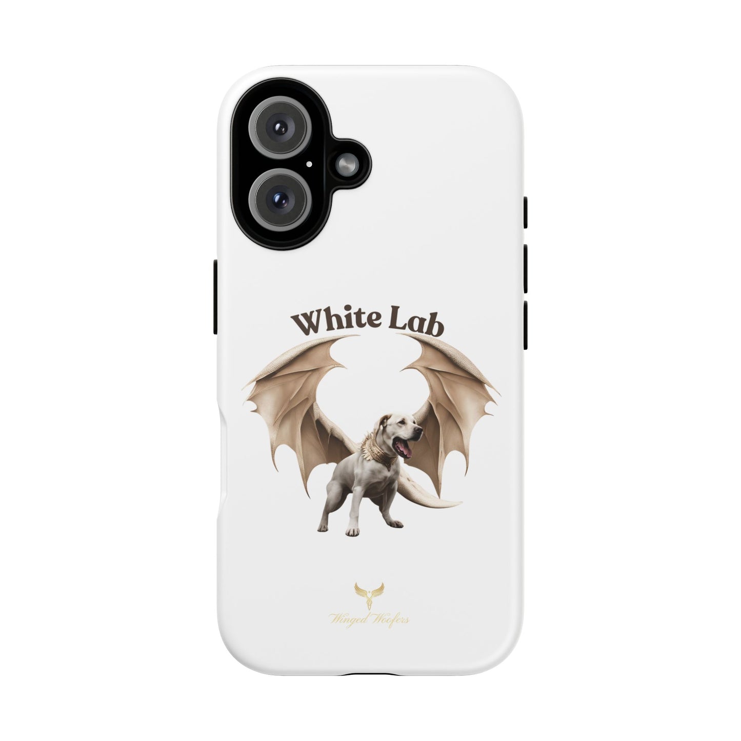 White Labrador Tough Case - Protective Phone Case with Winged Dog Design