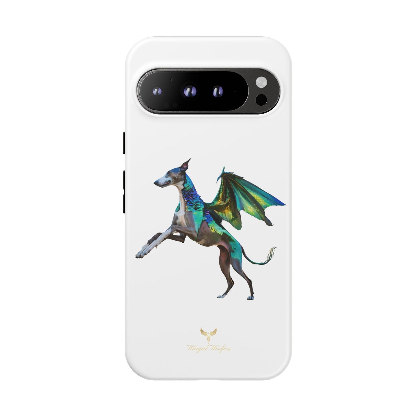 Fantasy Greyhound Dog Phone Case - Whimsical Winged Design for Pet Lovers