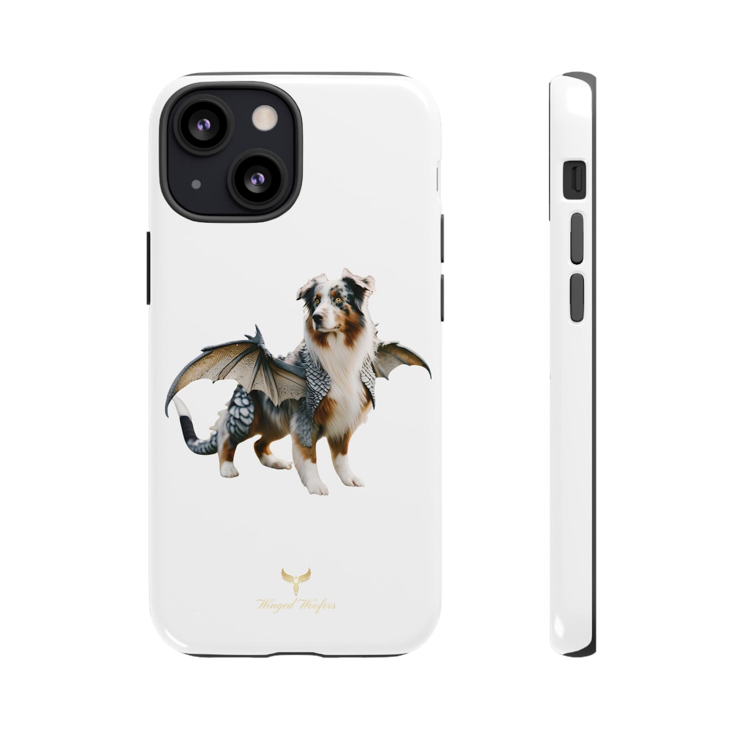 Fantasy Australian Shepherd Dog Phone Case with Wings - Tough Cases for Animal Lovers