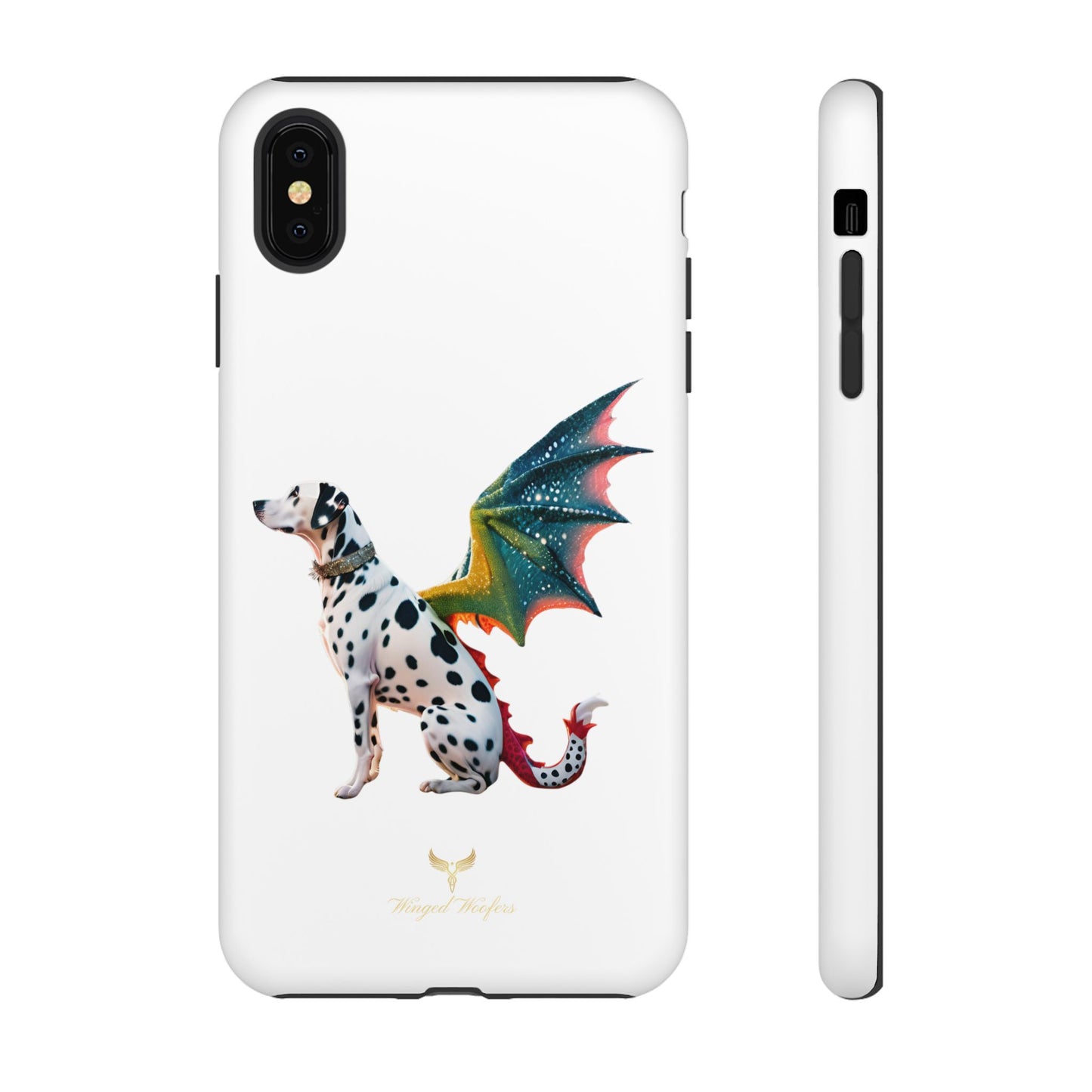 Whimsical Dog Art Phone Case – Tough Cases Featuring Dragon Dalmatian Design