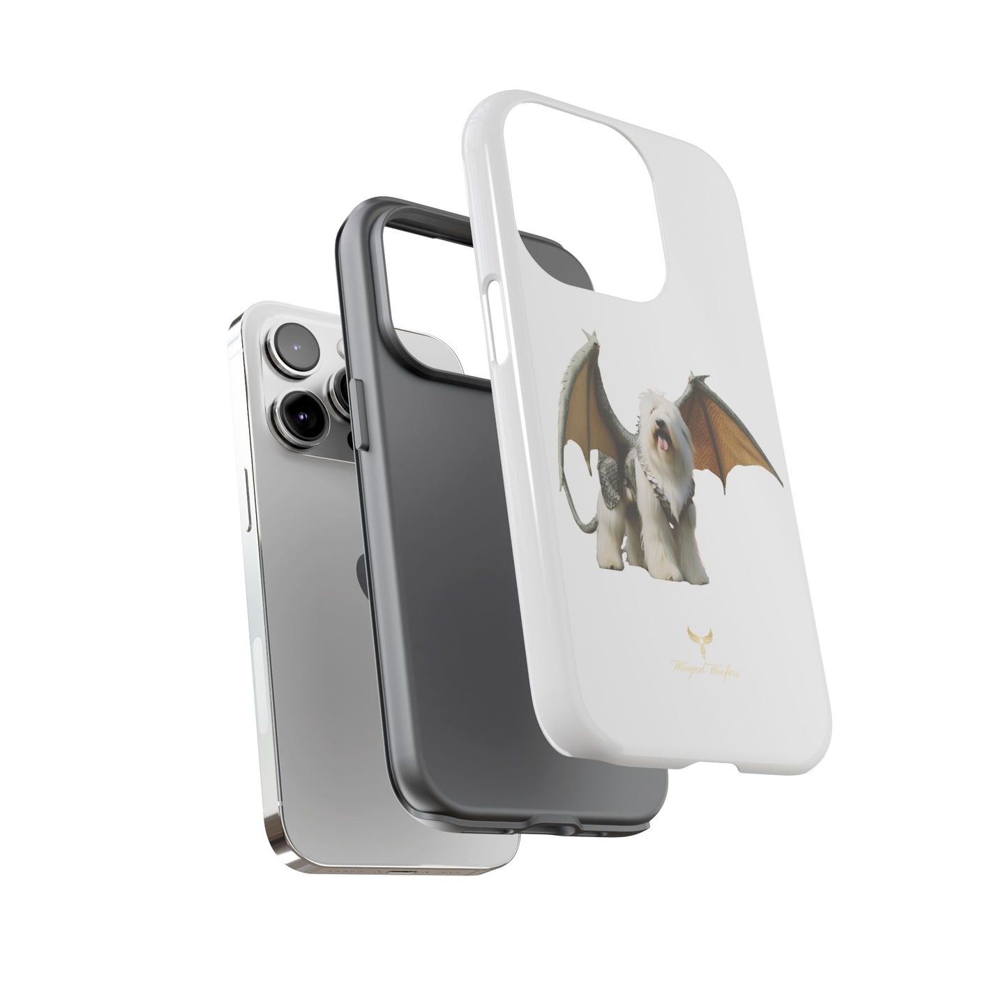 Fantasy Old English Sheepdog Phone Case - Tough Cases with Unique Dragon Wings Design