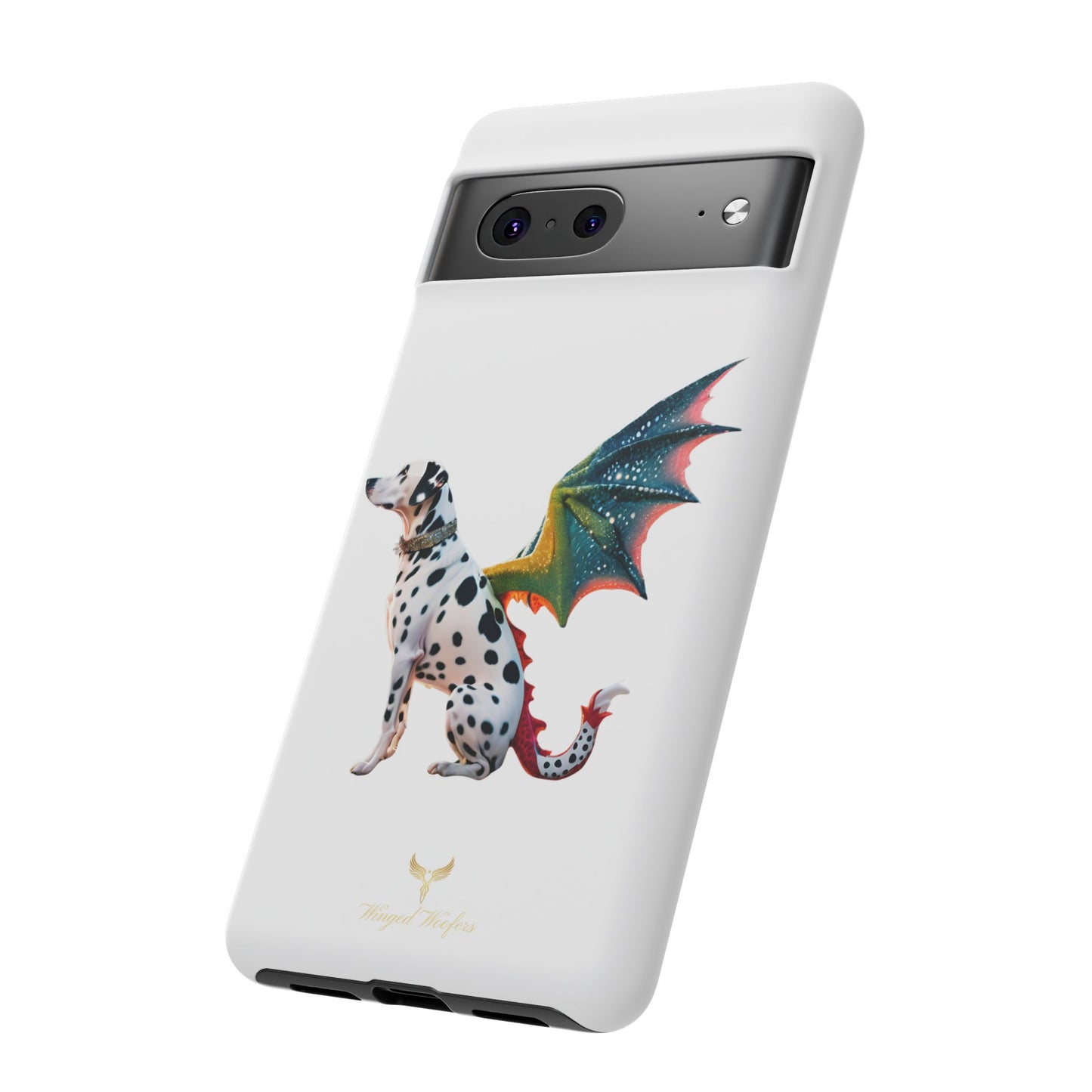 Whimsical Dog Art Phone Case – Tough Cases Featuring Dragon Dalmatian Design