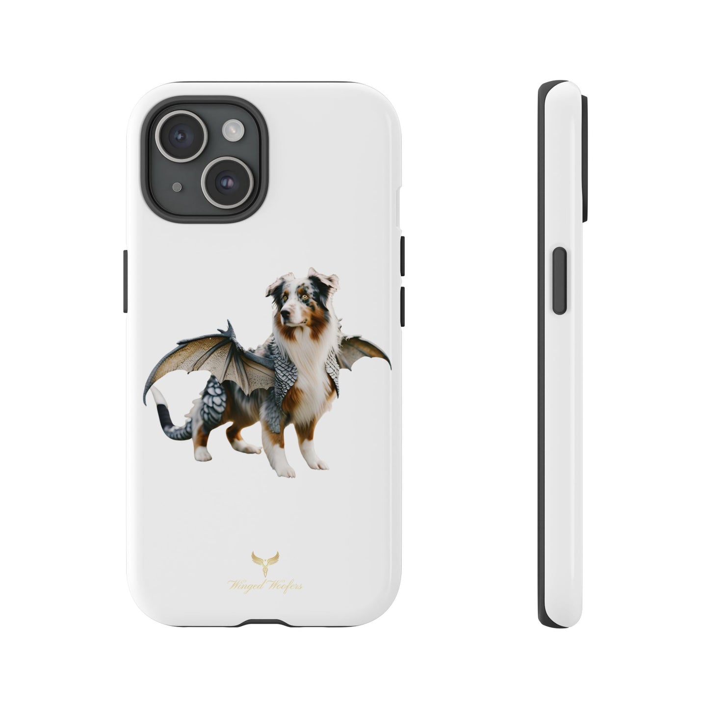 Fantasy Australian Shepherd Dog Phone Case with Wings - Tough Cases for Animal Lovers