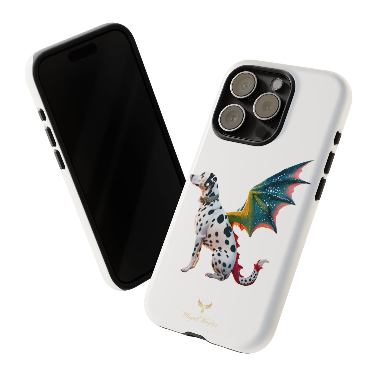 Whimsical Dog Art Phone Case – Tough Cases Featuring Dragon Dalmatian Design