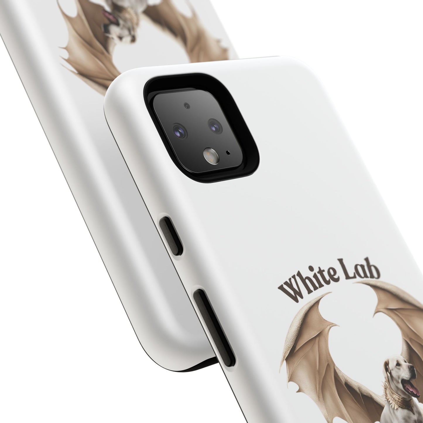 White Labrador Tough Case - Protective Phone Case with Winged Dog Design