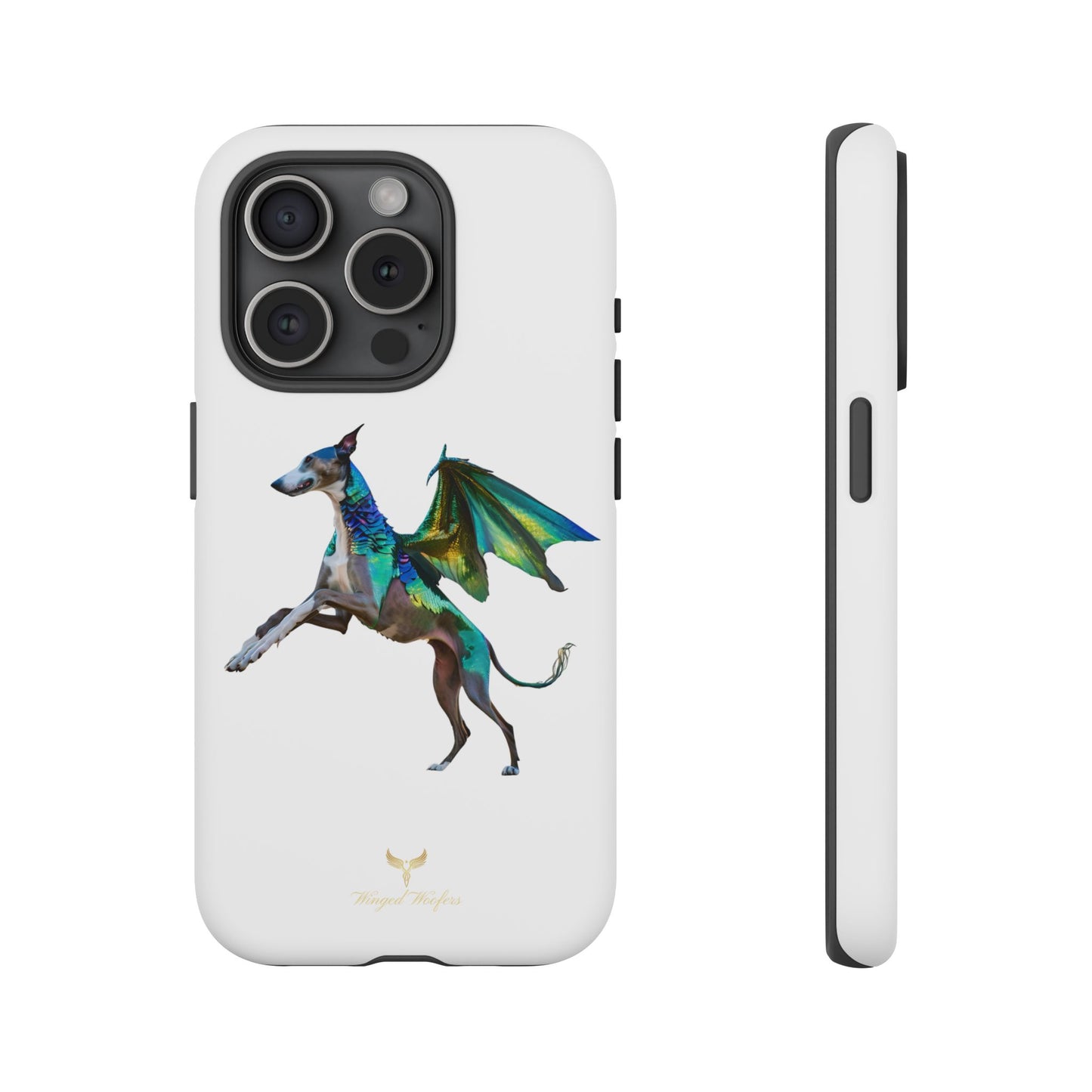 Fantasy Greyhound Dog Phone Case - Whimsical Winged Design for Pet Lovers