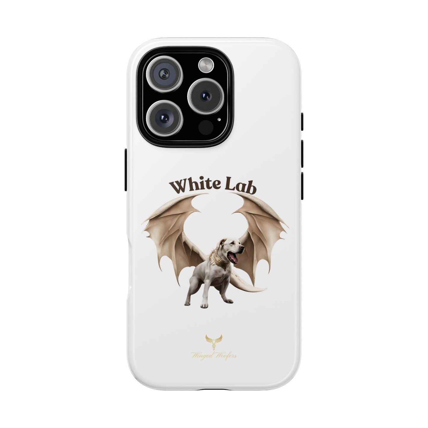 White Labrador Tough Case - Protective Phone Case with Winged Dog Design