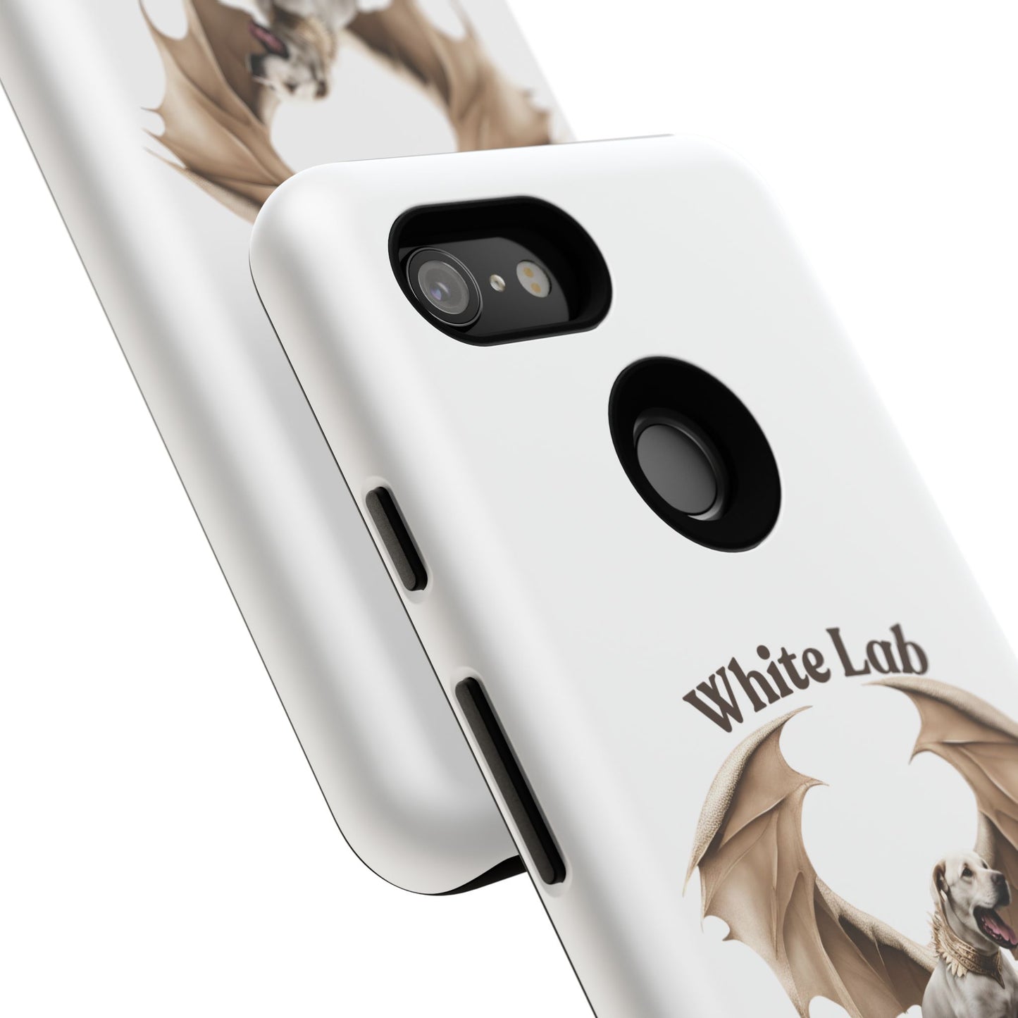 White Labrador Tough Case - Protective Phone Case with Winged Dog Design