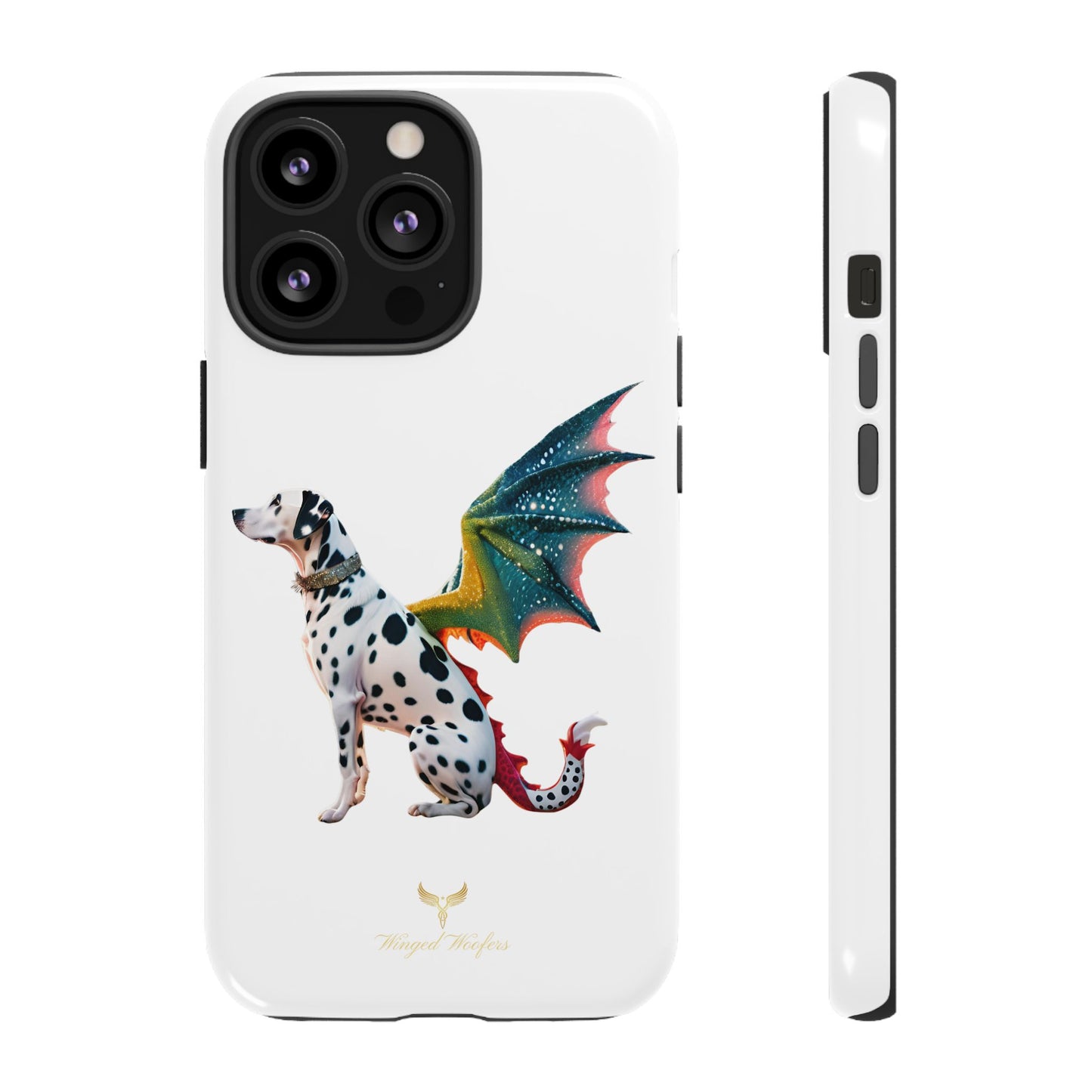 Whimsical Dog Art Phone Case – Tough Cases Featuring Dragon Dalmatian Design