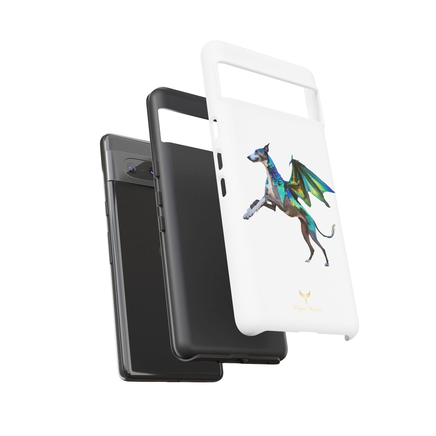 Fantasy Greyhound Dog Phone Case - Whimsical Winged Design for Pet Lovers