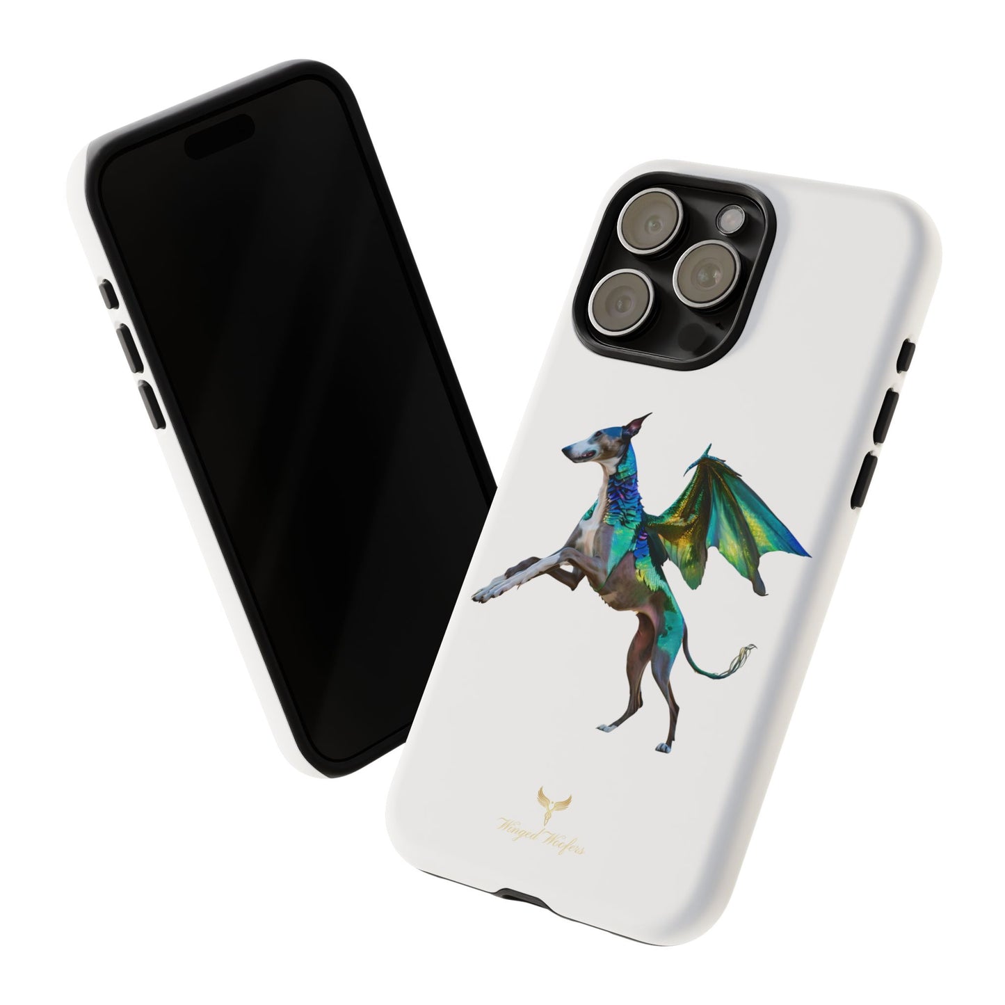 Fantasy Greyhound Dog Phone Case - Whimsical Winged Design for Pet Lovers