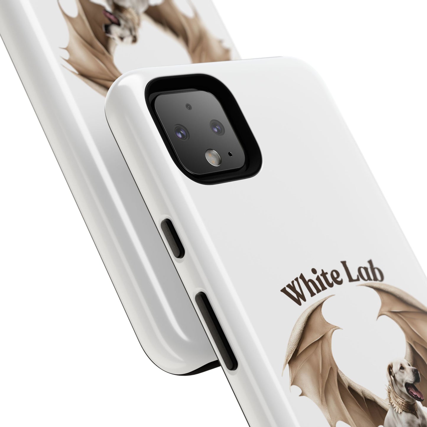 White Labrador Tough Case - Protective Phone Case with Winged Dog Design