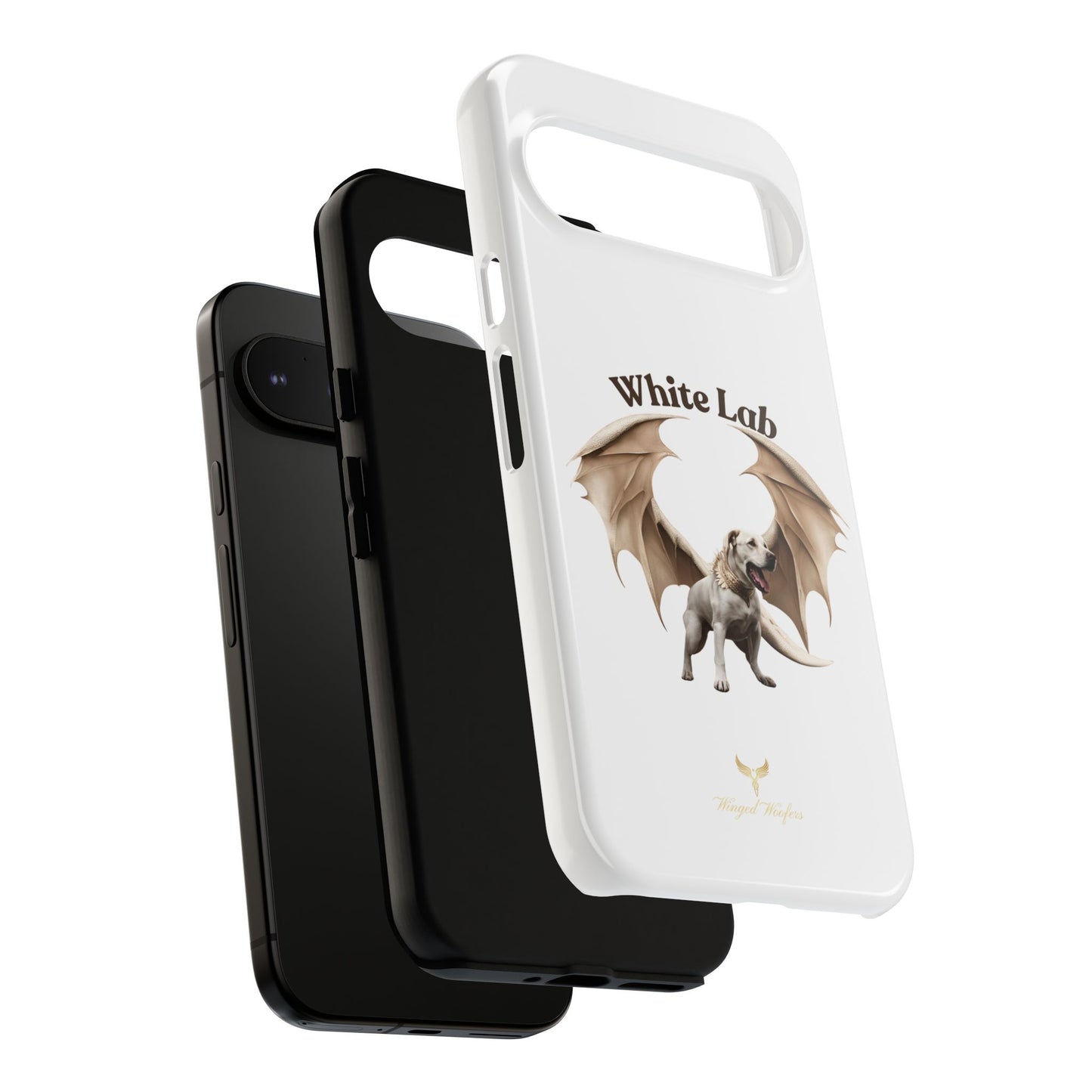 White Labrador Tough Case - Protective Phone Case with Winged Dog Design