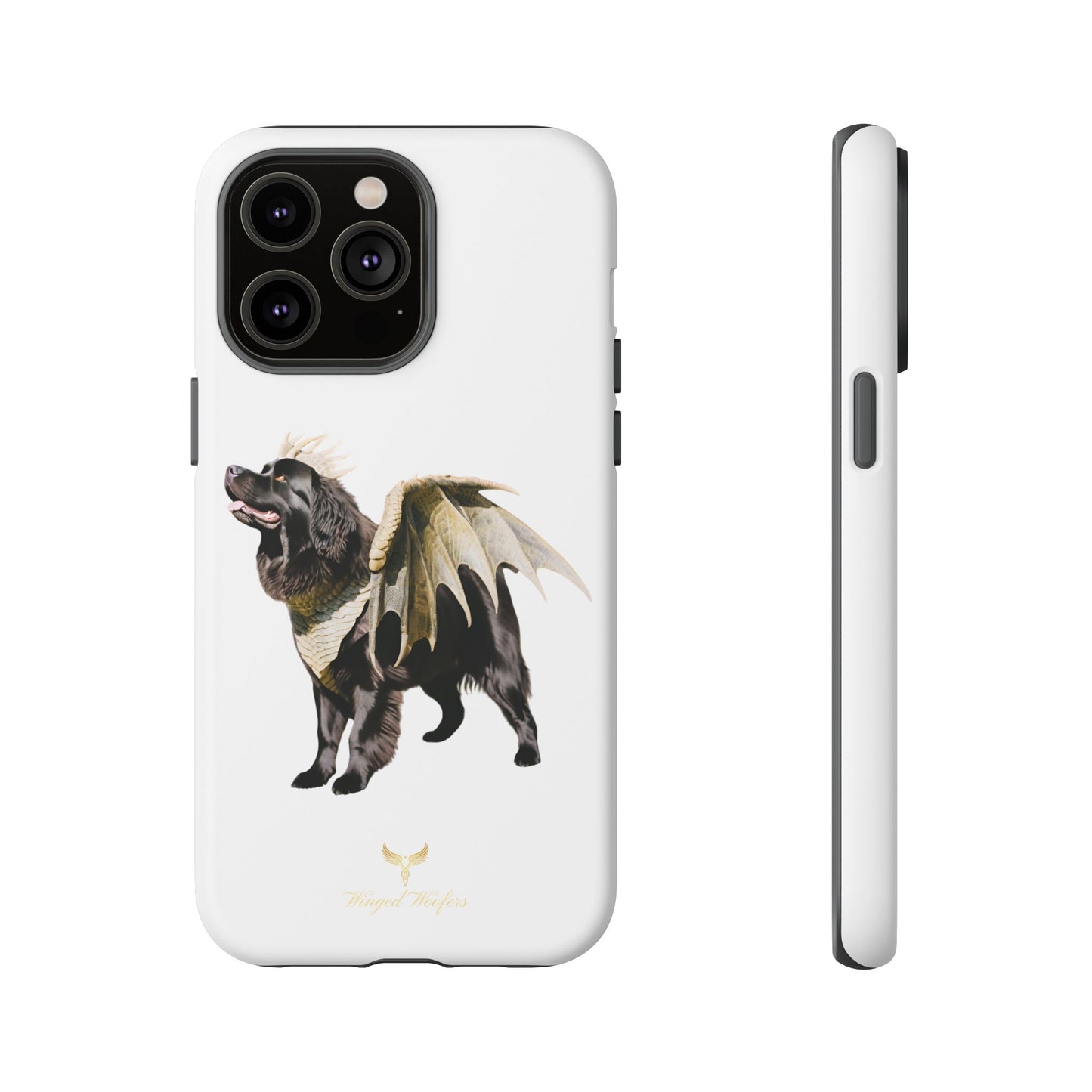 Magical Newfoundland Dog Phone Case - Tough & Stylish Cover with Winged Canine Design