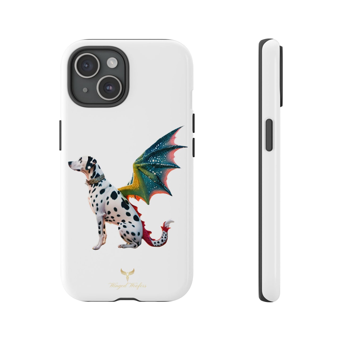 Whimsical Dog Art Phone Case – Tough Cases Featuring Dragon Dalmatian Design