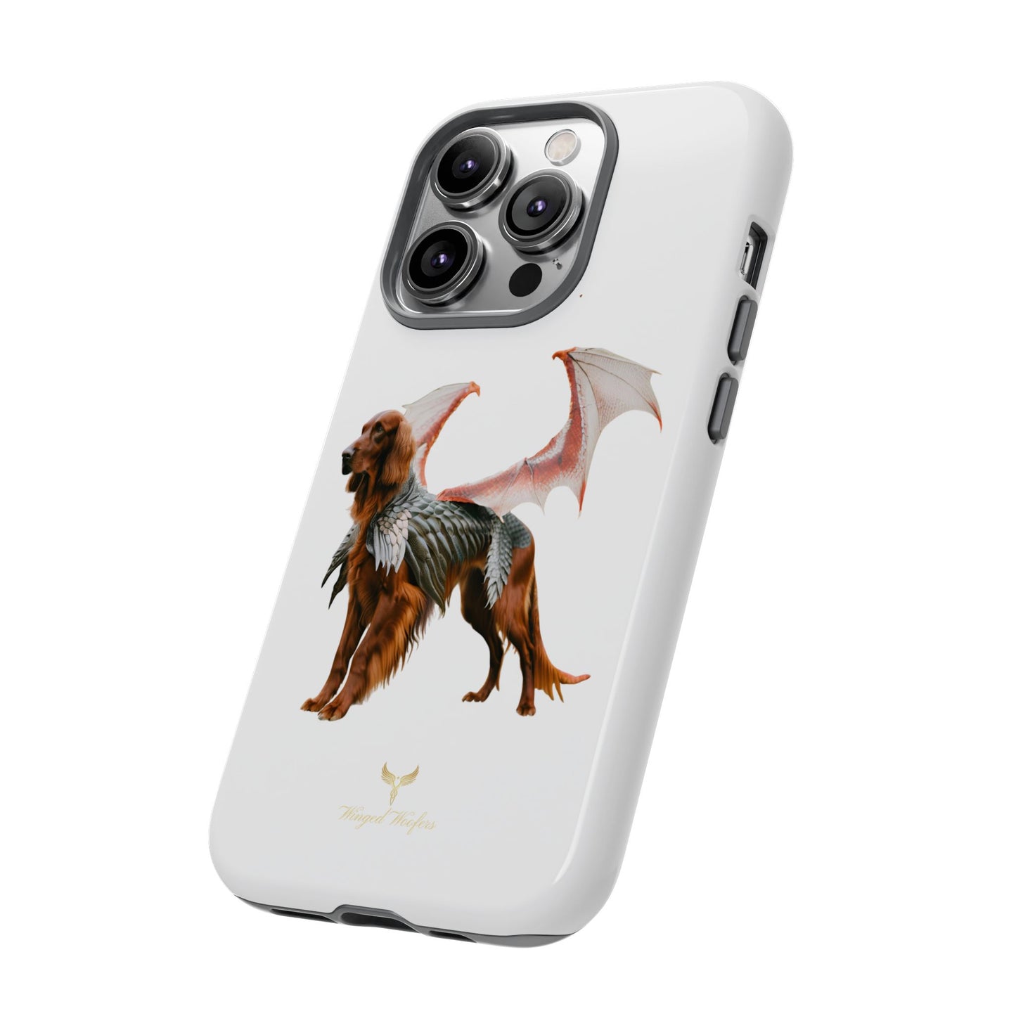 Fantasy Irish Setter with Dragon Wings Phone Case - Tough Cases with Winged Dog Design