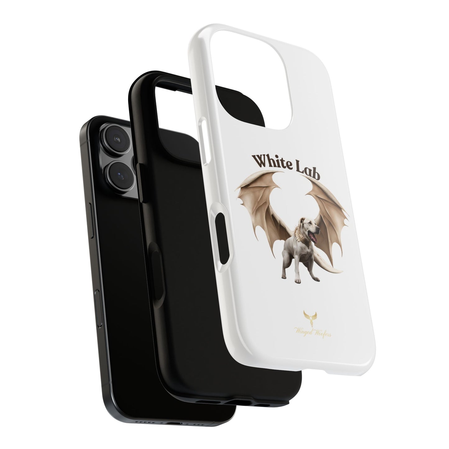 White Labrador Tough Case - Protective Phone Case with Winged Dog Design