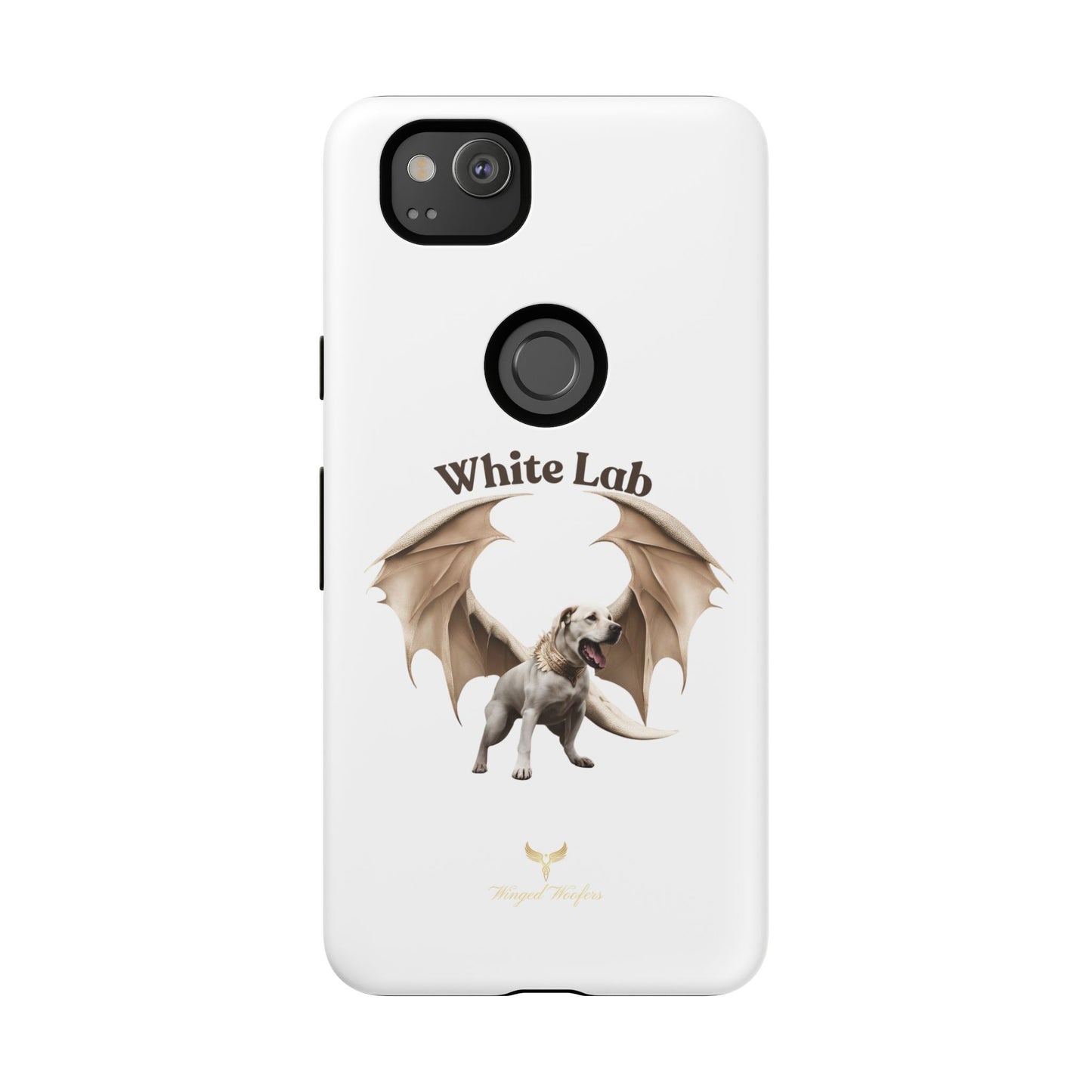 White Labrador Tough Case - Protective Phone Case with Winged Dog Design