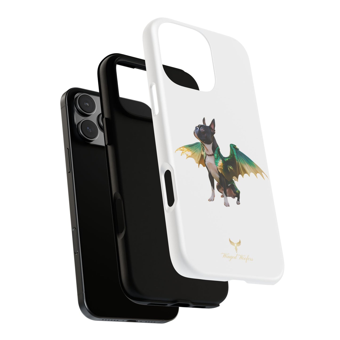 Fantasy Boston Terrier Dog Case - Tough Pet Protection with Wings Design