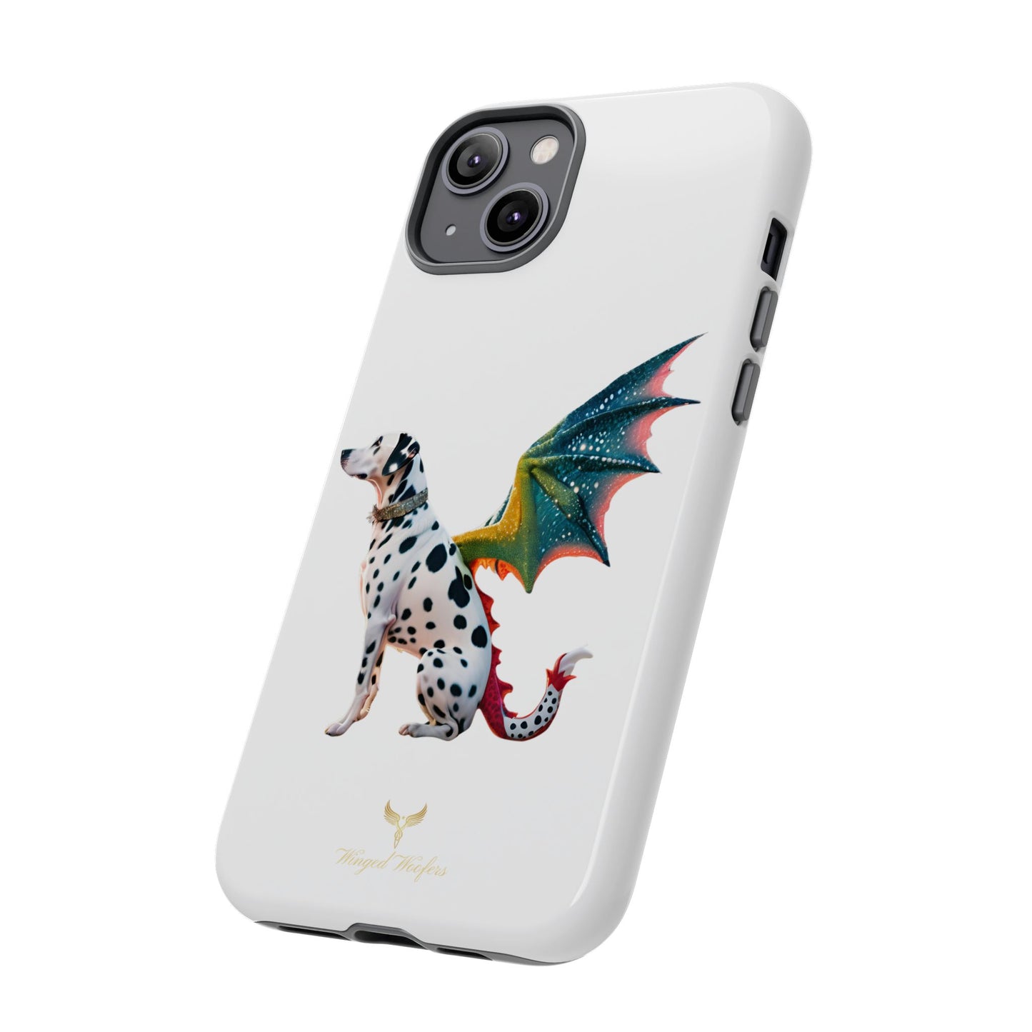 Whimsical Dog Art Phone Case – Tough Cases Featuring Dragon Dalmatian Design