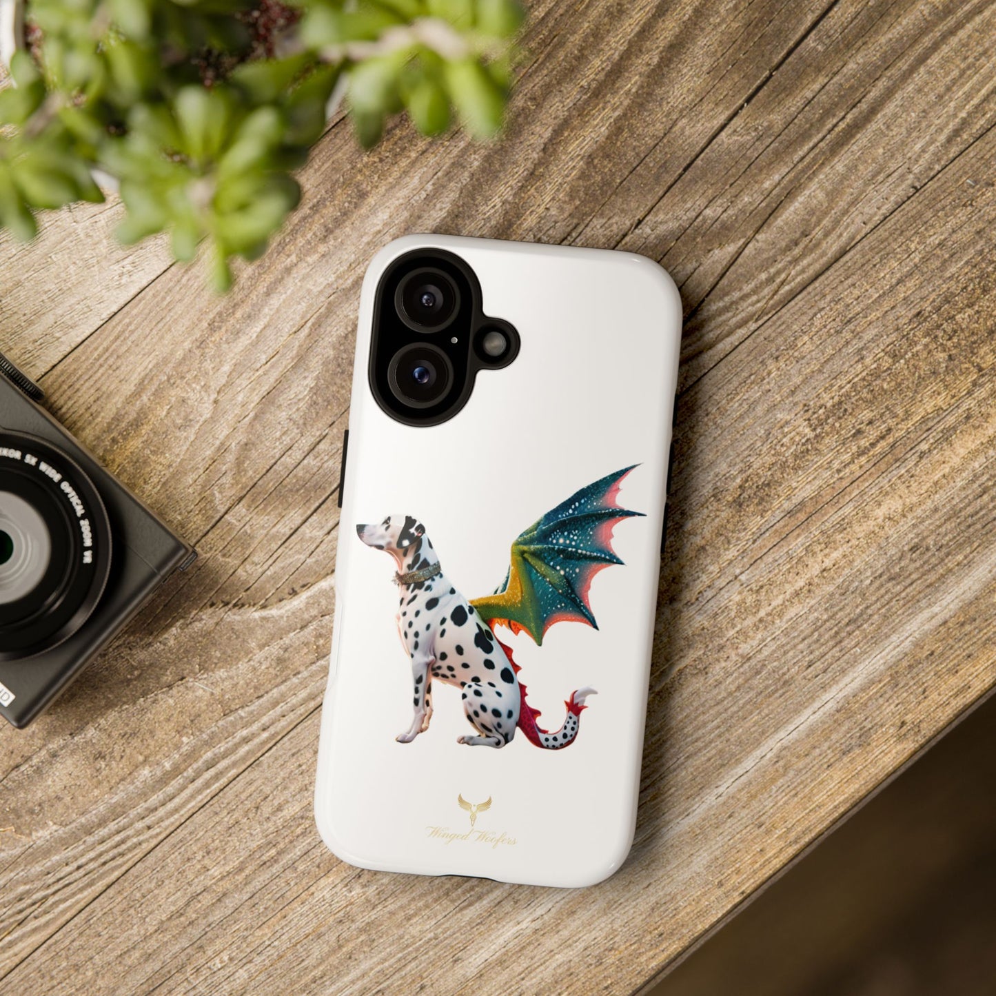 Whimsical Dog Art Phone Case – Tough Cases Featuring Dragon Dalmatian Design