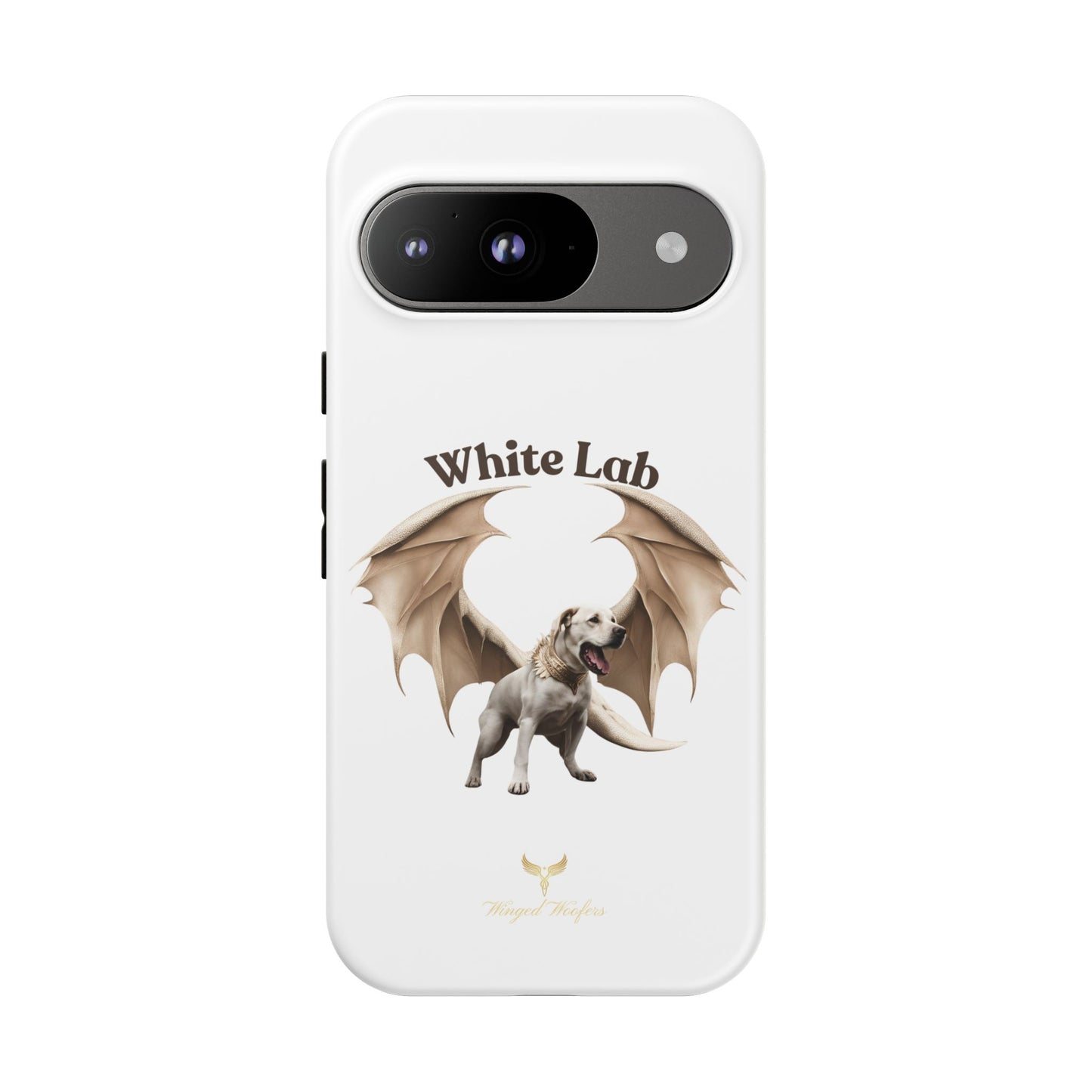 White Labrador Tough Case - Protective Phone Case with Winged Dog Design