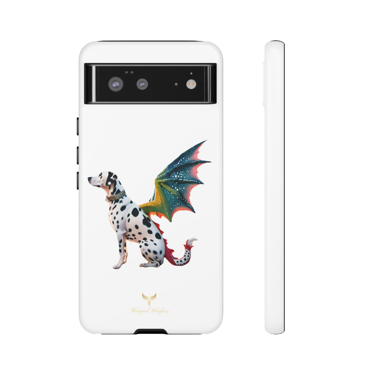 Whimsical Dog Art Phone Case – Tough Cases Featuring Dragon Dalmatian Design