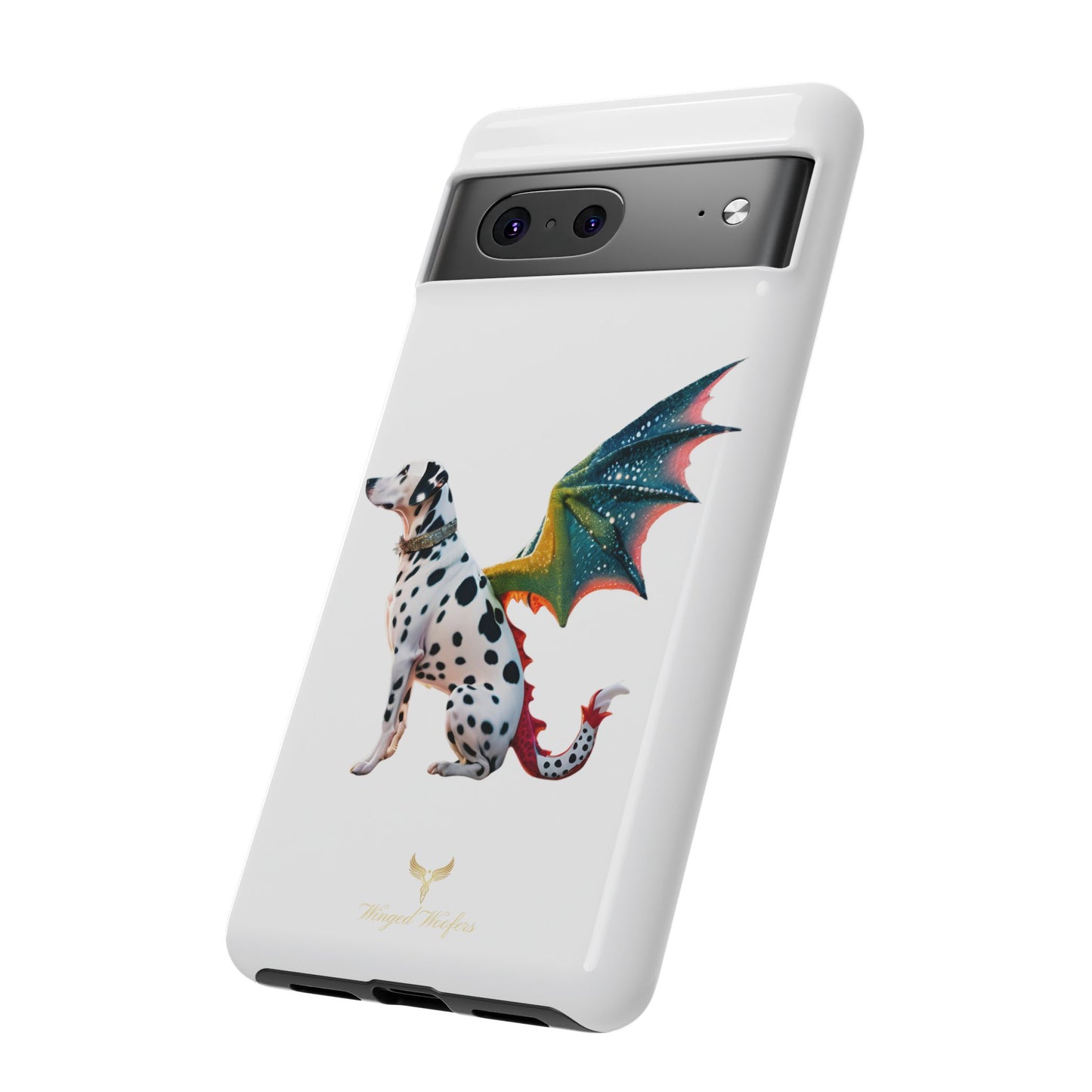 Whimsical Dog Art Phone Case – Tough Cases Featuring Dragon Dalmatian Design