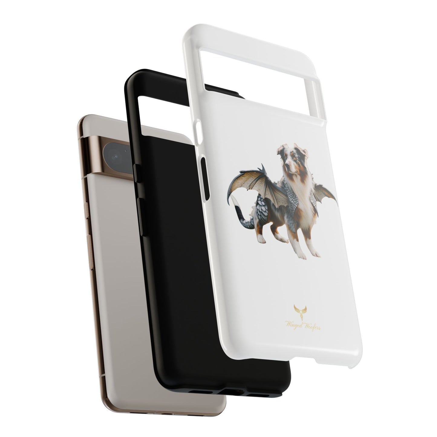 Fantasy Australian Shepherd Dog Phone Case with Wings - Tough Cases for Animal Lovers