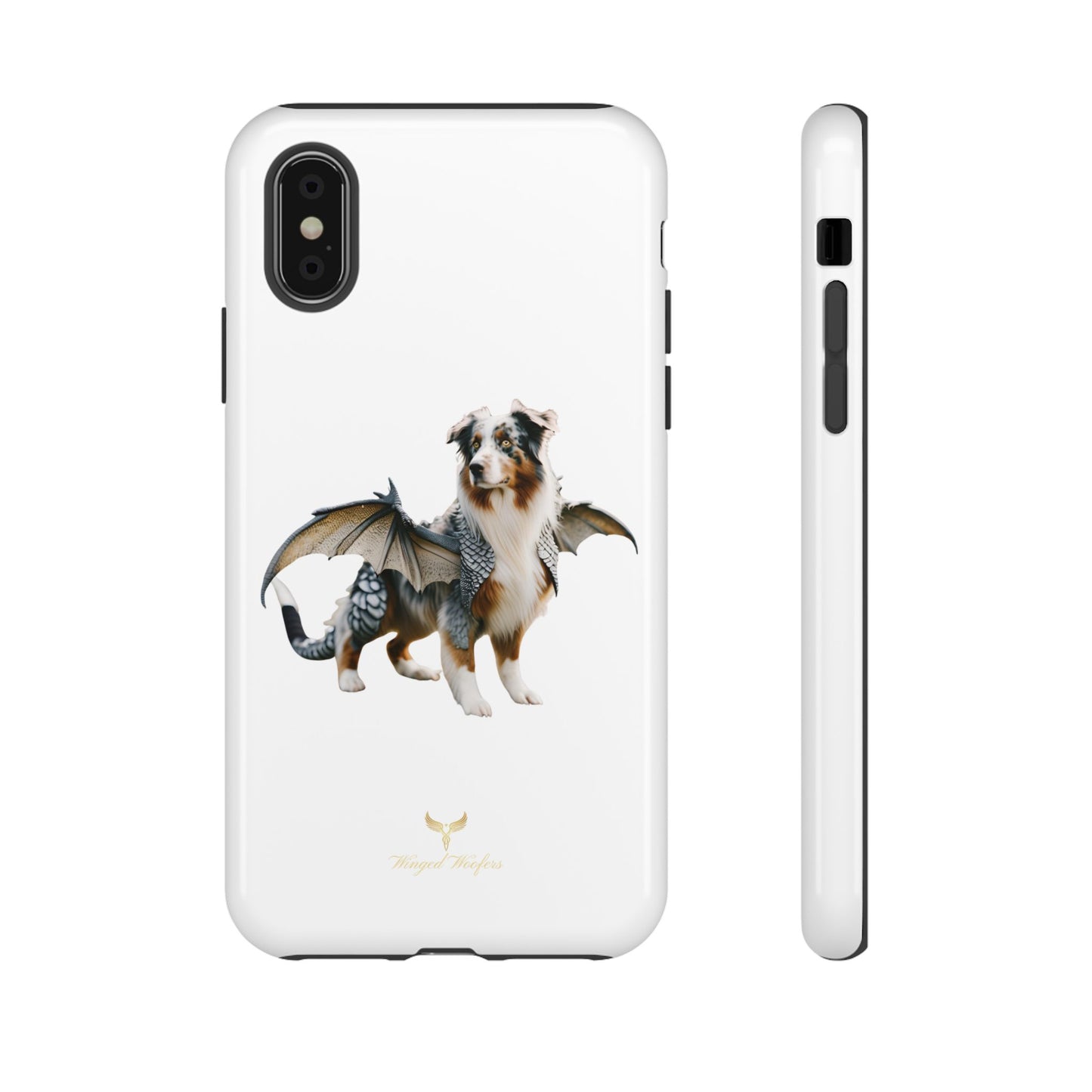 Fantasy Australian Shepherd Dog Phone Case with Wings - Tough Cases for Animal Lovers